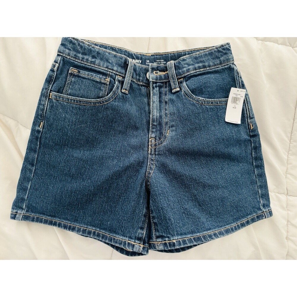 Old Navy High Rise Built-In Tough Denim Shorts Girls 14 Slim Jean Shorts NWT
